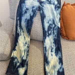 Banana Republic Indigo Tie-Dye Wide Leg Jeans